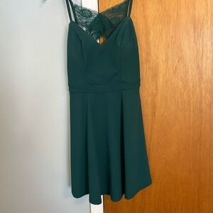 Hunter Green Lace-Trimmed Dress